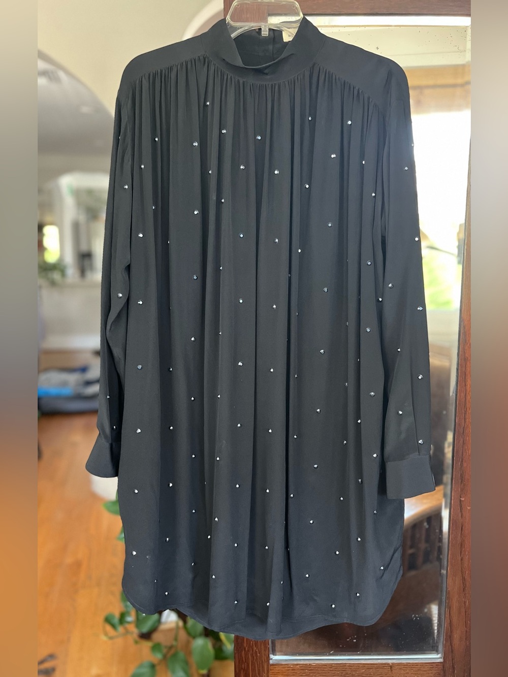 Zadig & Voltaire Black 100% Silk Teddy Strass Tunic Dress Blouse Size M